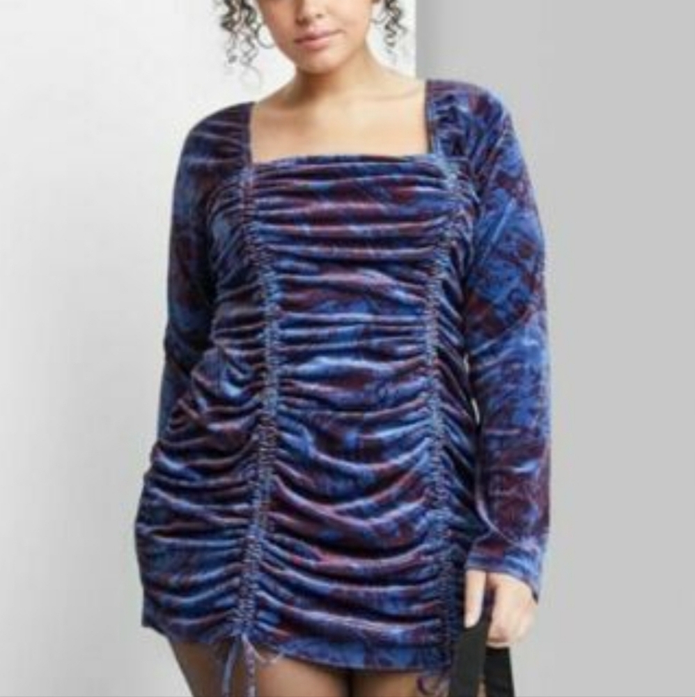 Wild fable long sleeve ruched velvet bodycon dress size XL